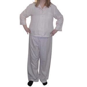 Miss Elaine Size XL Pink Floral Jacquard Print Pocket Lace Feminine Pajama Set